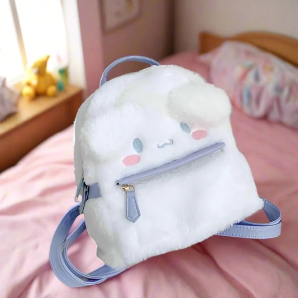 Cute Fluffy Cinnamoroll Plush Backpack for Girls - Picture 2 of 7